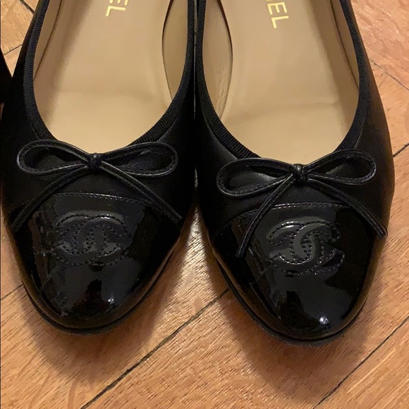 Chanel Black Ballet Flats PERFECT Condition 39.5 - Picture 5 of 7